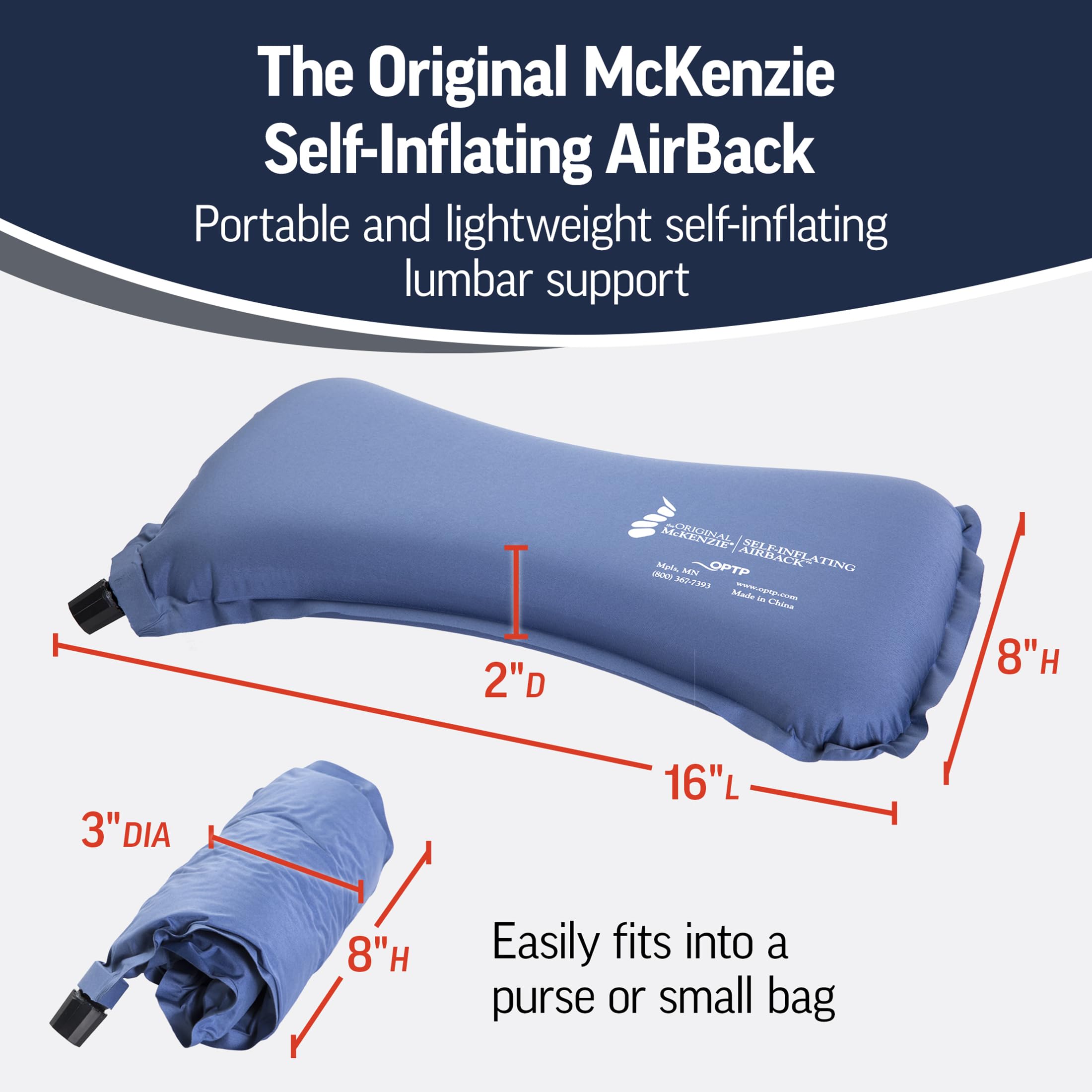 OPTP AirBack inflated side profile supporting lower back for improved posture