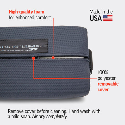 OPTP lumbar roll side profile highlighting pronounced D-shaped curve