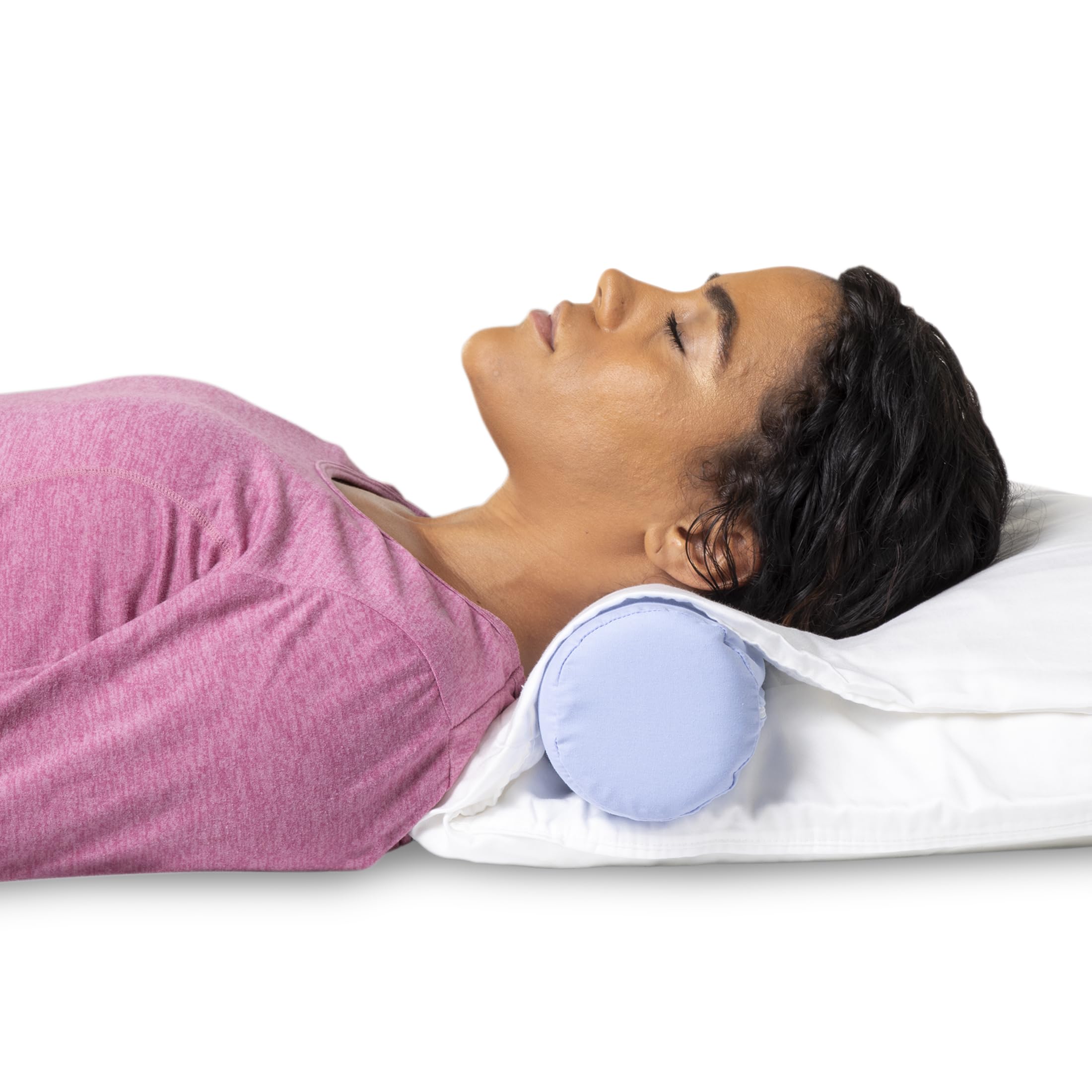 OPTP McKenzie cervical roll used by side sleeper for shoulder-neck support