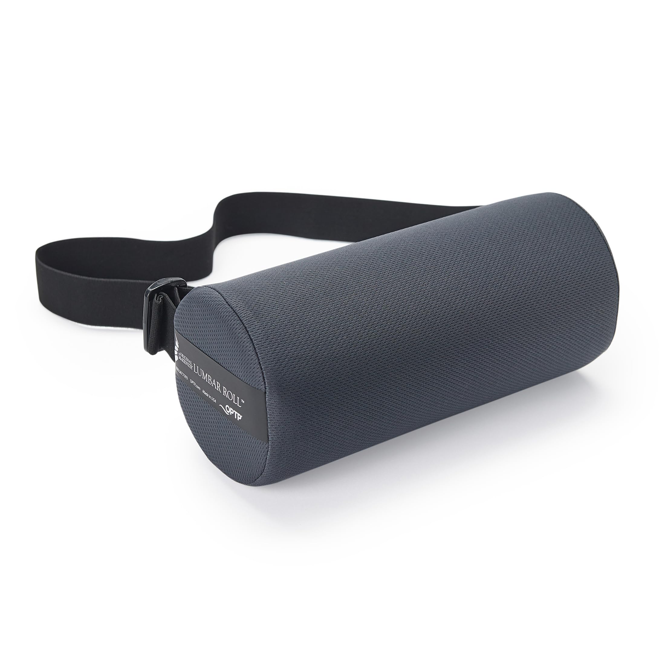 OPTP McKenzie lumbar roll front view showing shape and benefit of back support