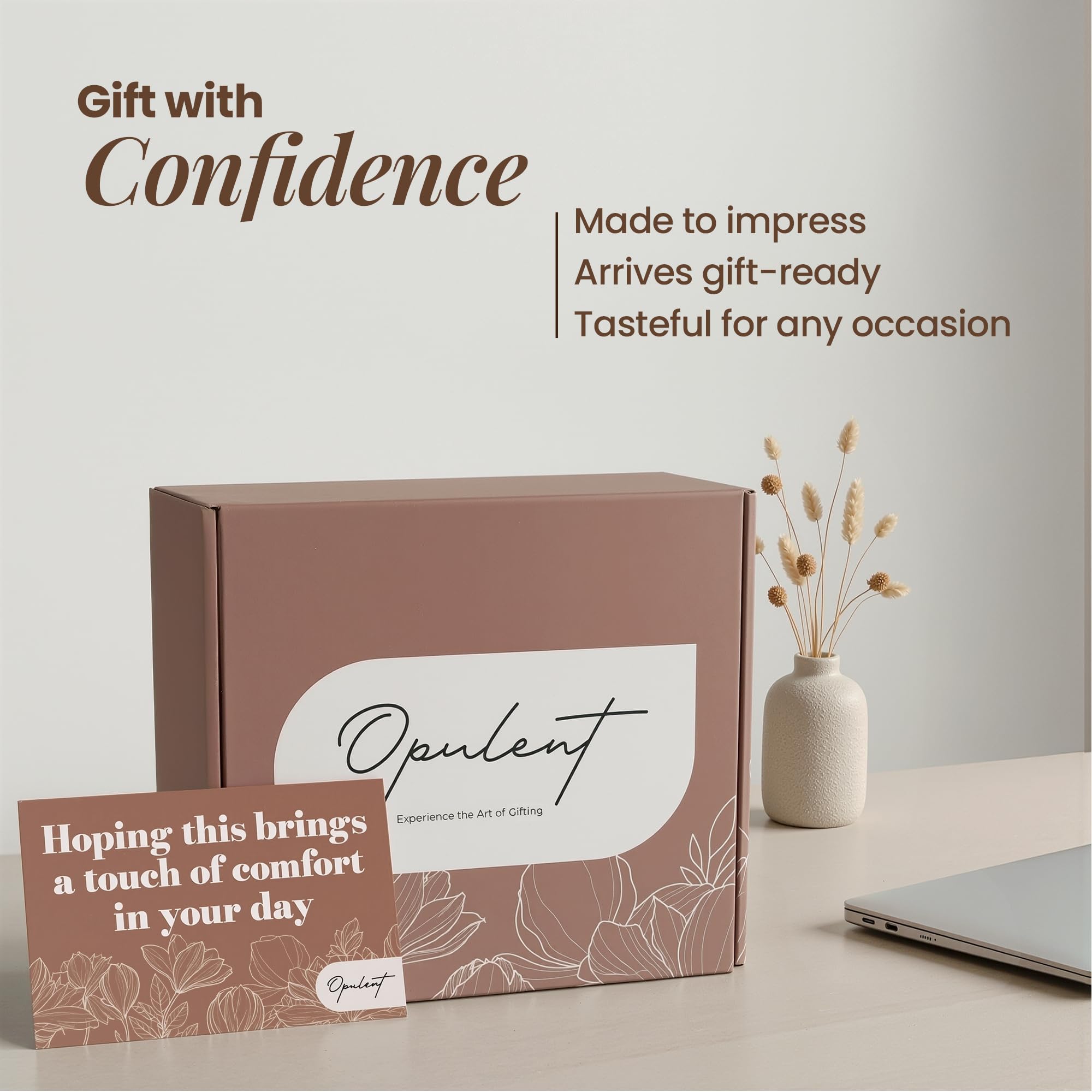 Opulent gift box in a living room setting illustrating comfort and thoughtful giving