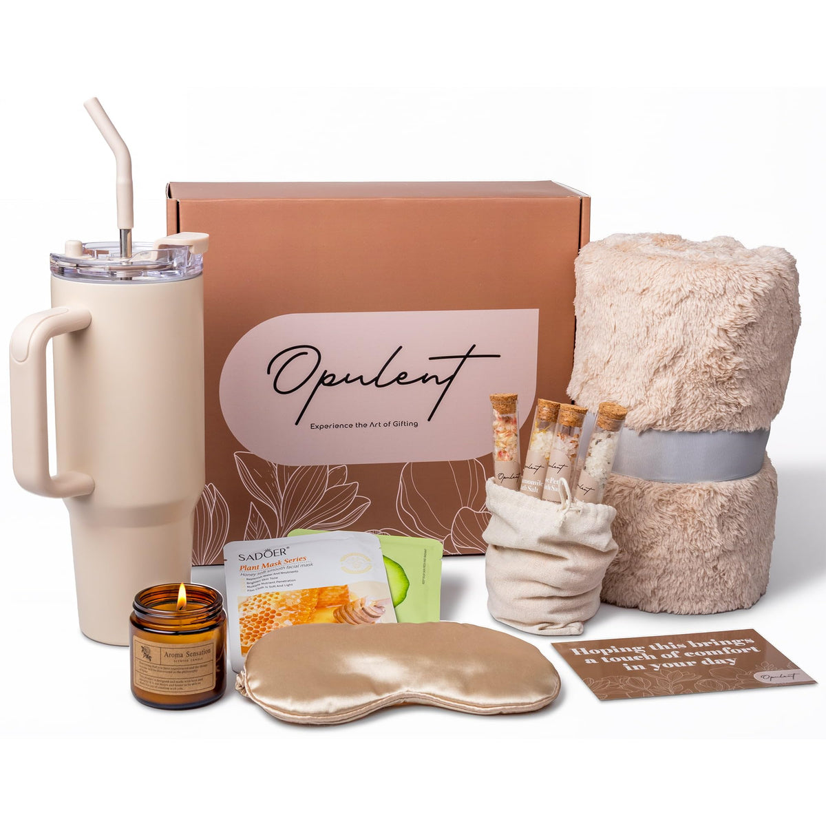 Opulent signature gift box front view showing neat presentation and calm appeal