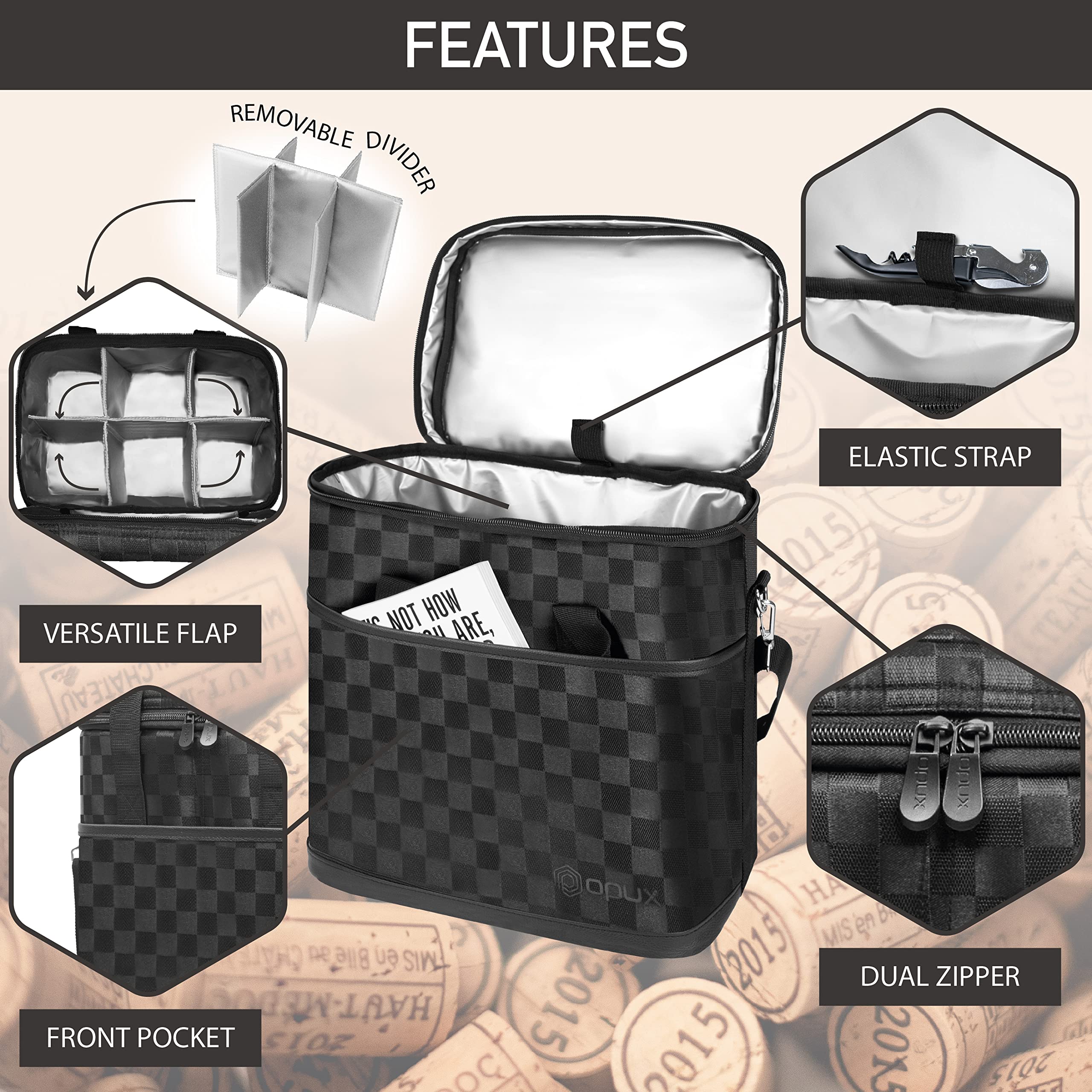 opux packed with six bottles illustrating organized, secure transport