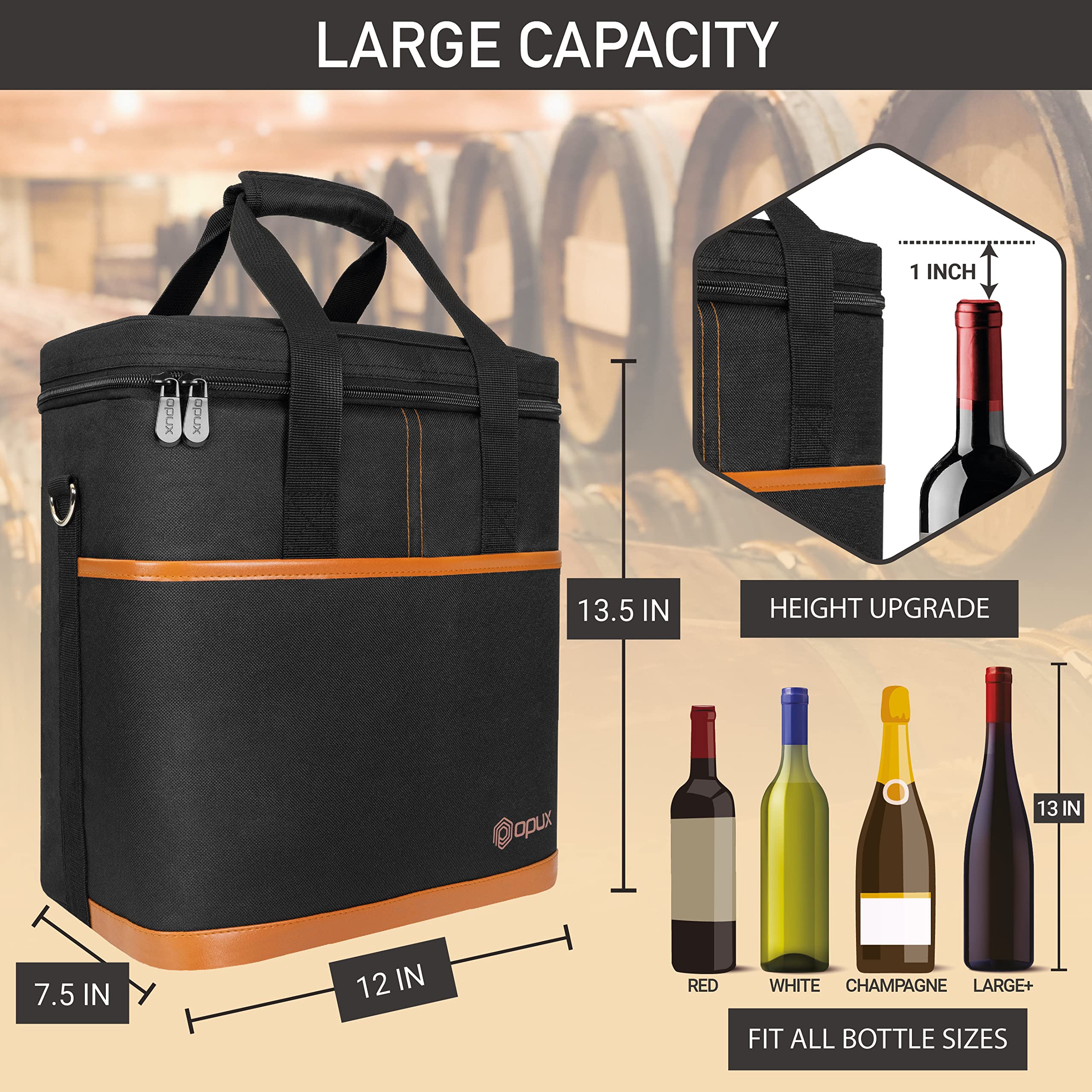 opux close-up of padded dividers protecting bottles from impact