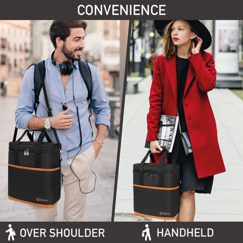 opux six 750ml bottles inside tote demonstrating roomy capacity