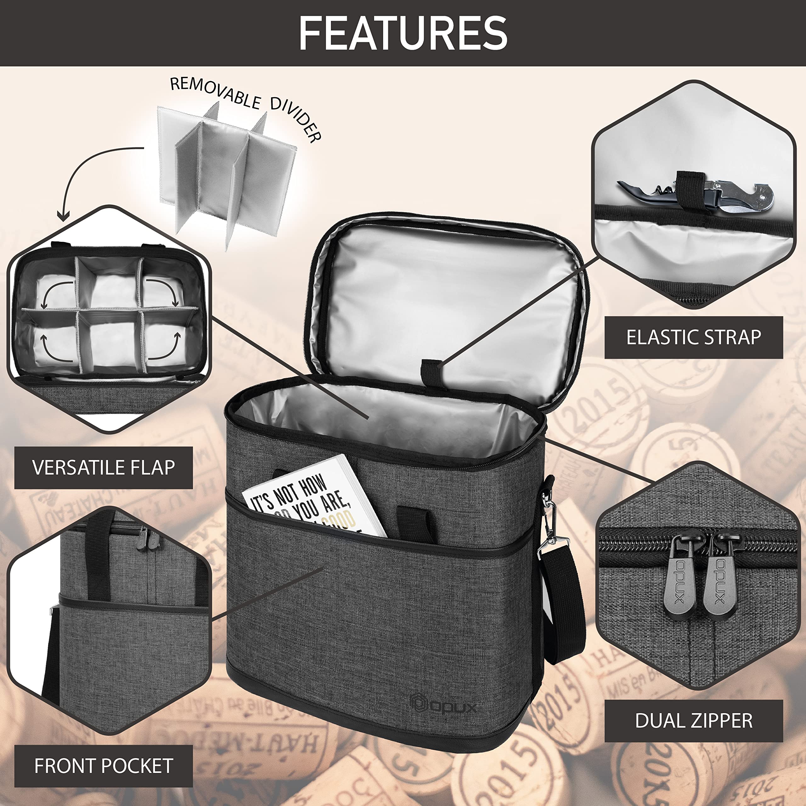 opux zipper and pu leather handle detail showing durability and polished look