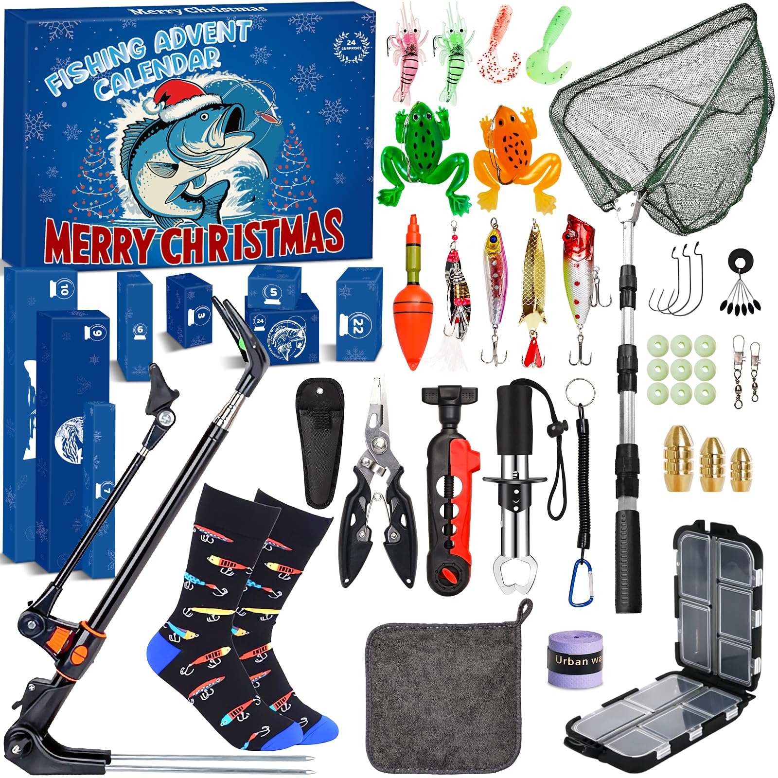 Oralaqua calendar front packaging showing 24-day fishing gift design and excitement