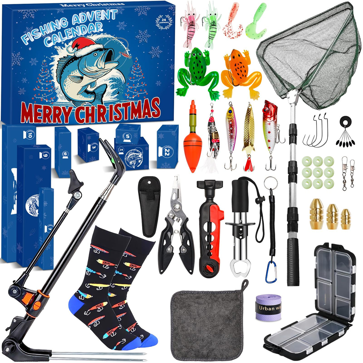 Oralaqua calendar front packaging showing 24-day fishing gift design and excitement