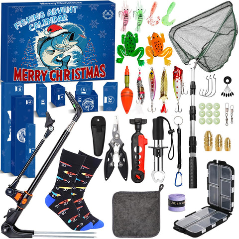 Oralaqua calendar front packaging showing 24-day fishing gift design and excitement