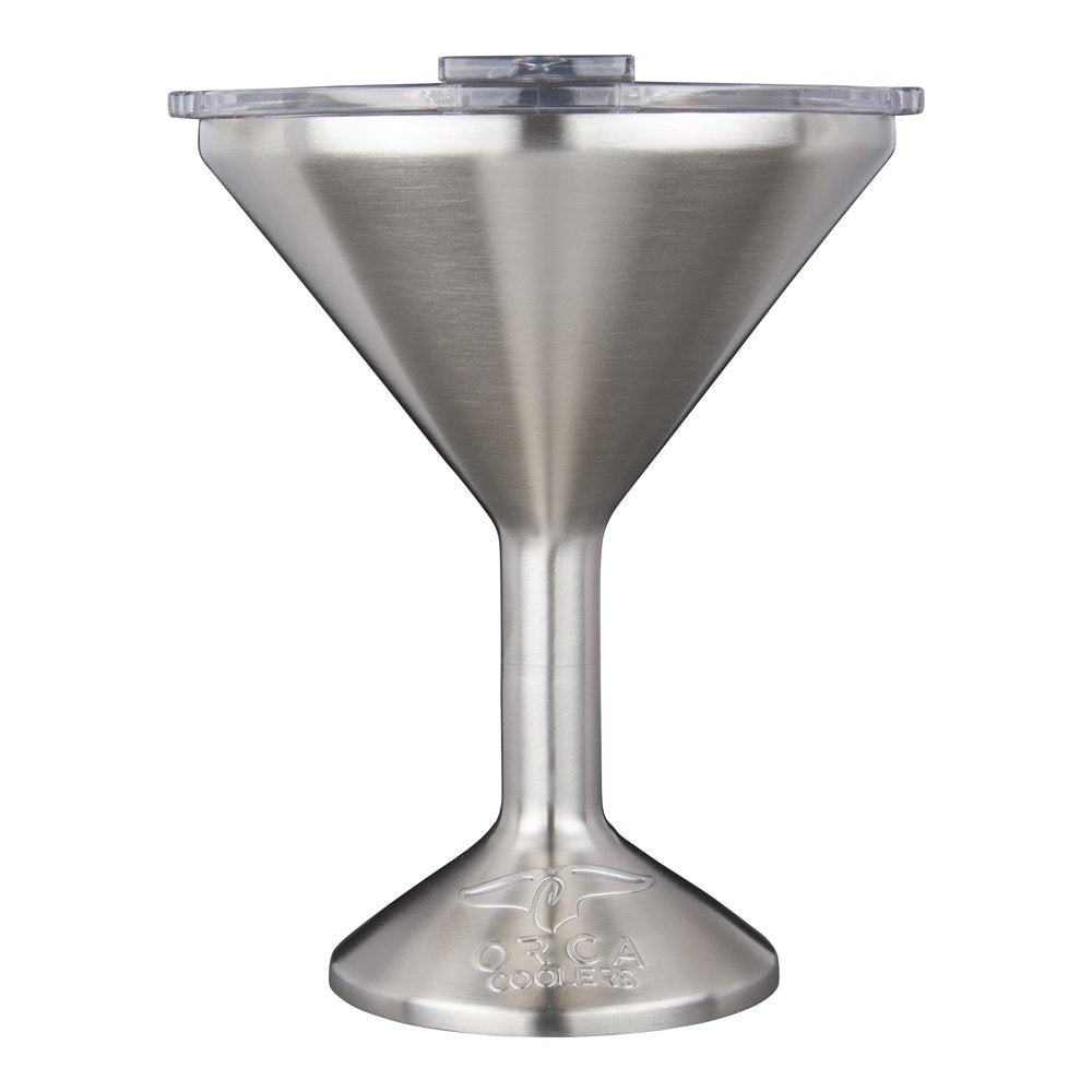 ORCA Tini front view showing logo and insulated martini glass, keeps cocktails chilled