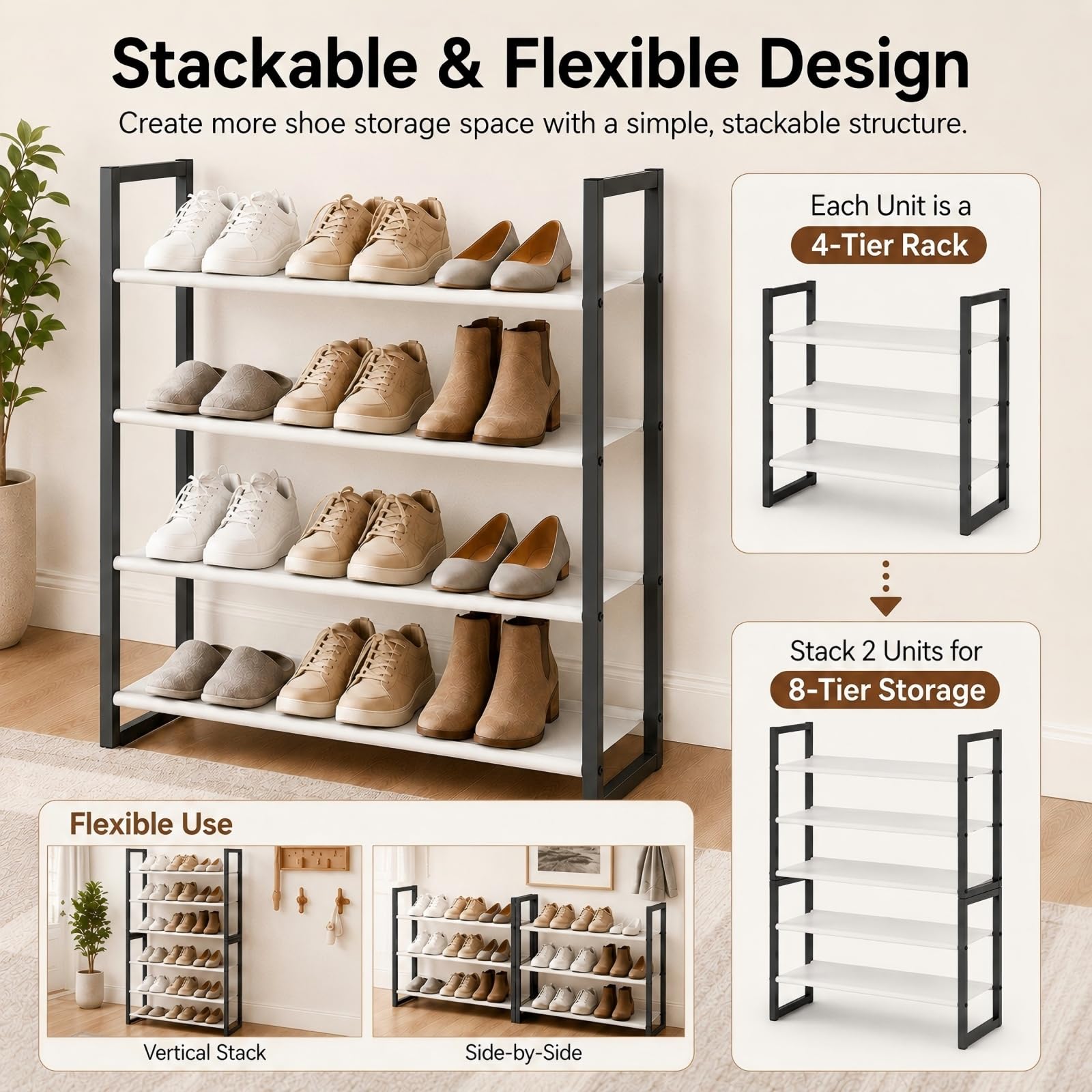 Orchidleaf installed in a closet saving floor space and organizing shoes