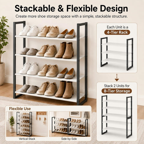 Orchidleaf installed in a closet saving floor space and organizing shoes