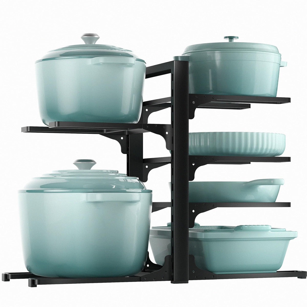 ORDORA front view under-cabinet rack showing six tiers and sturdy frame for organized storage