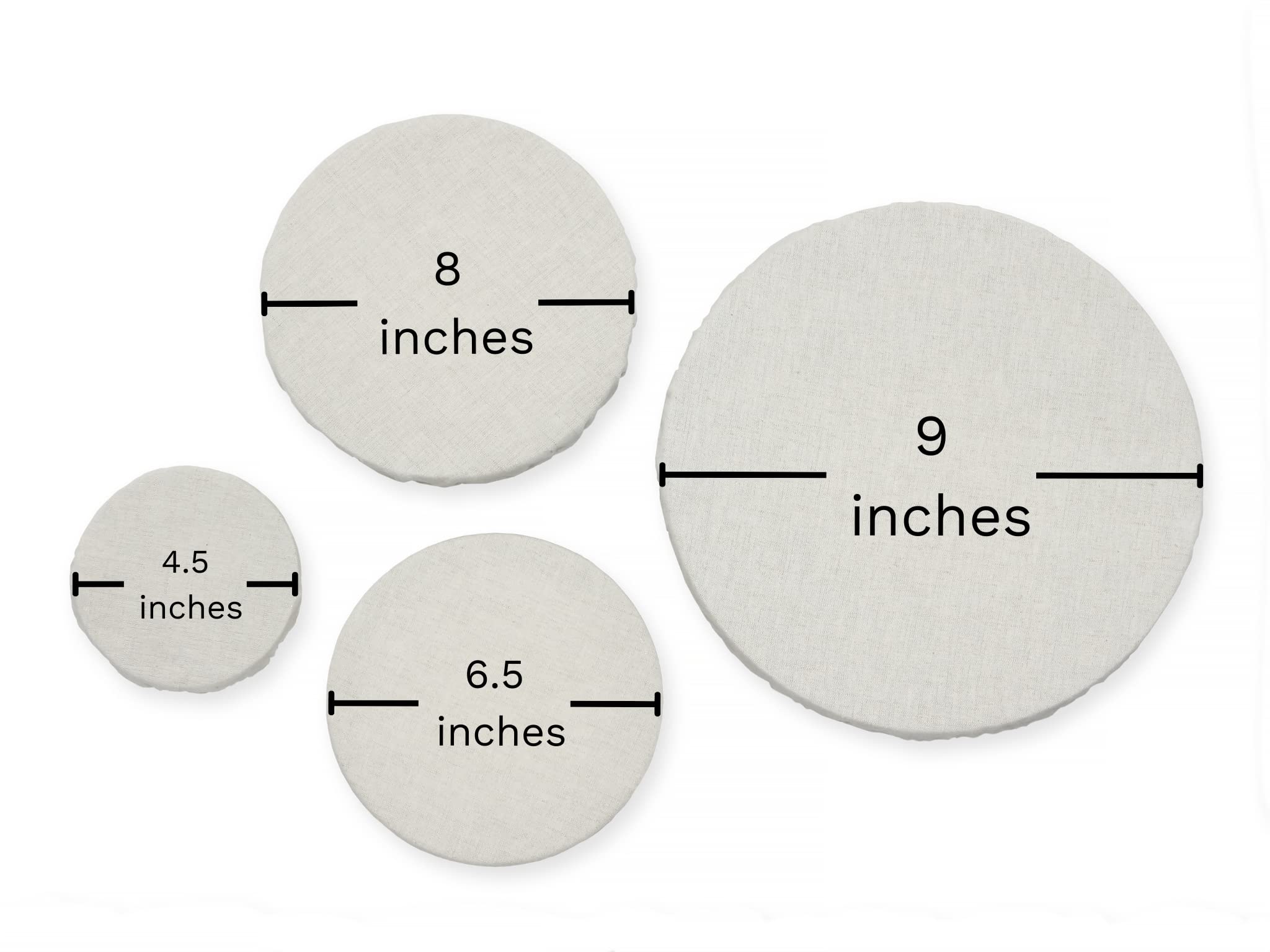 Organic Cotton Mart four covers laid flat for size comparison and selection