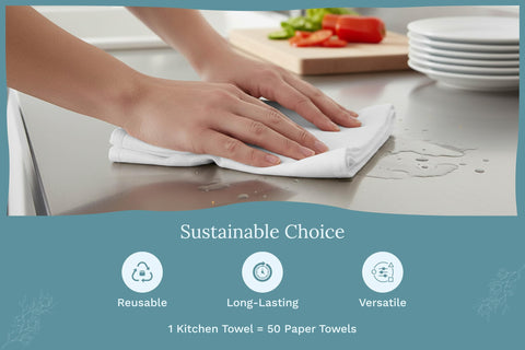 Organic Cotton Mart wet towel absorbing spill to show quick-dry performance