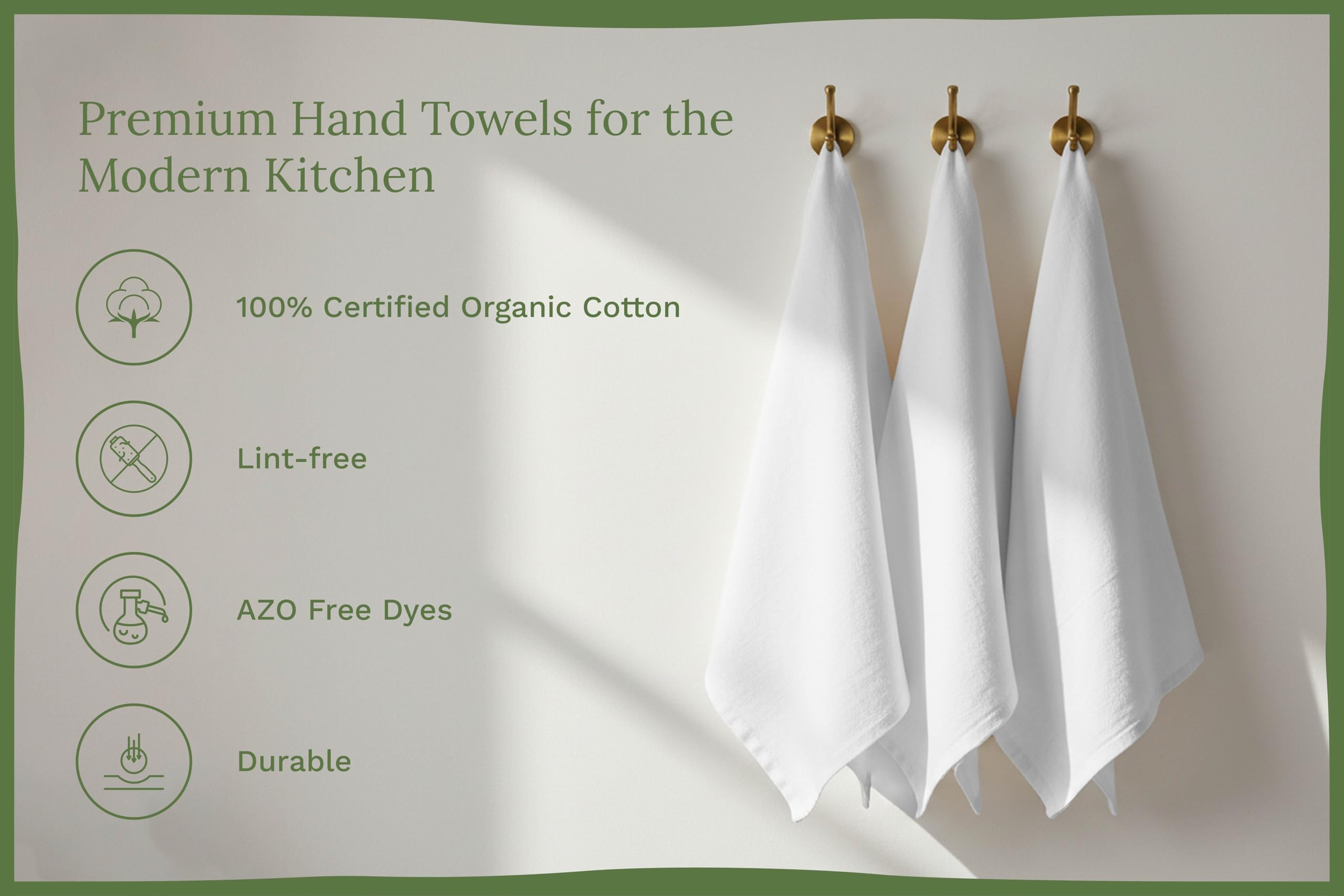 Organic Cotton Mart towel drying dishes in sink demonstrating lint-free finish