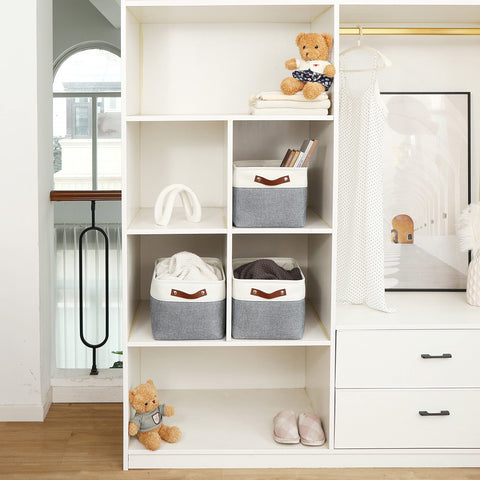 OrganiHaus basket sitting flush in a shelf cubby to save space and stay upright