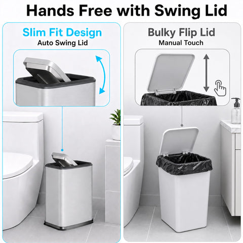 organizelink close-up of swing lid illustrating easy hands-free disposal
