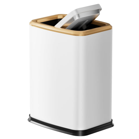 organizelink front view slim trash can shows compact profile and space saving