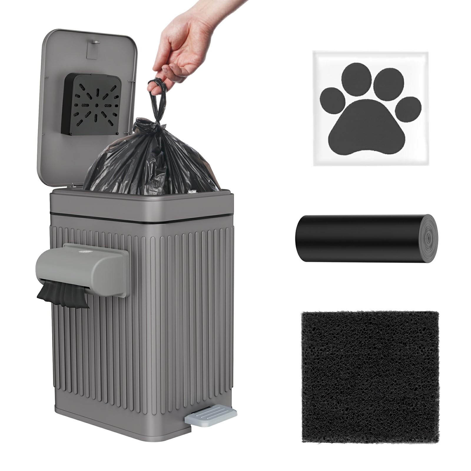 organizelink front view with lid closed showing compact design and odor control