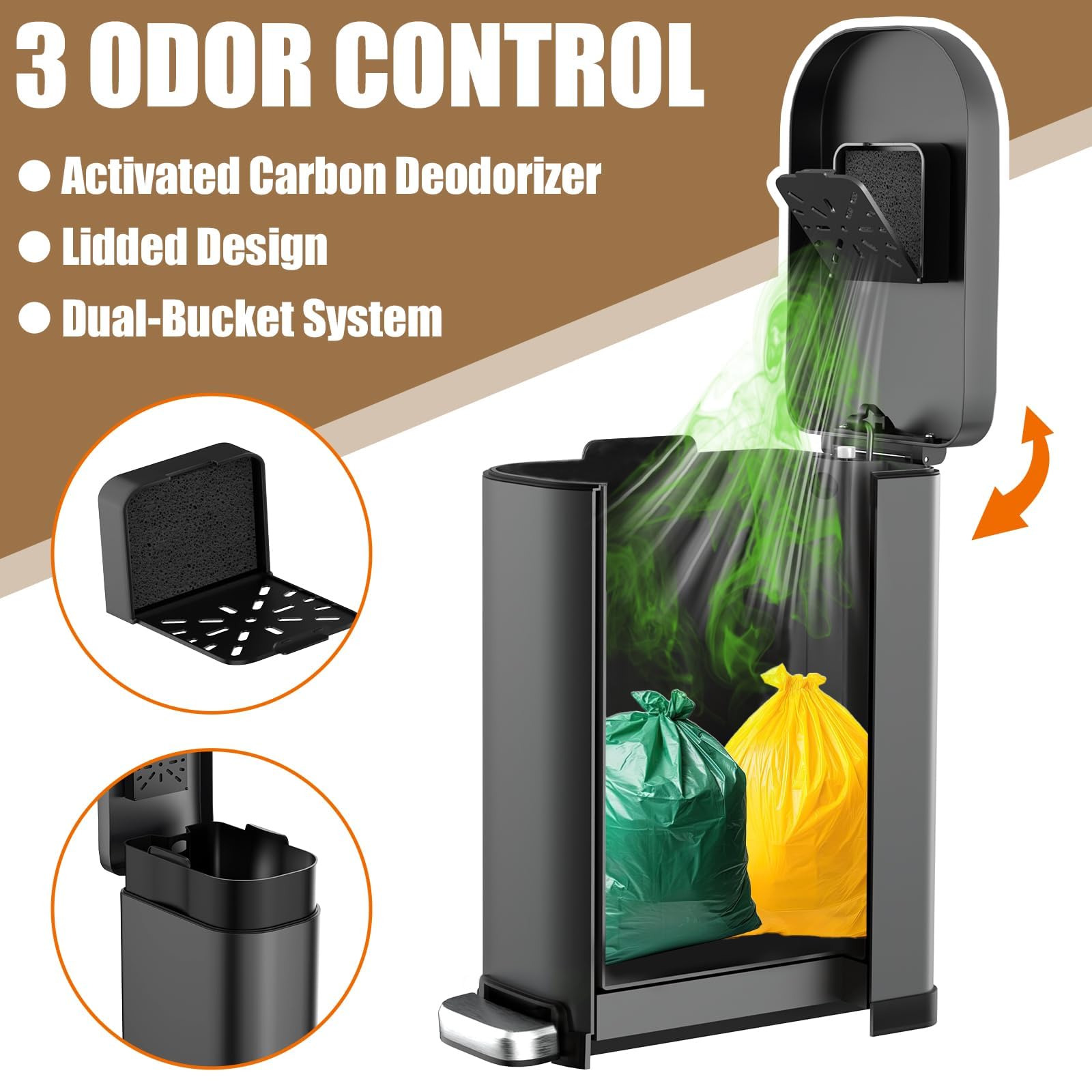 organizelink removable inner bin lifted out for easy emptying and cleaning