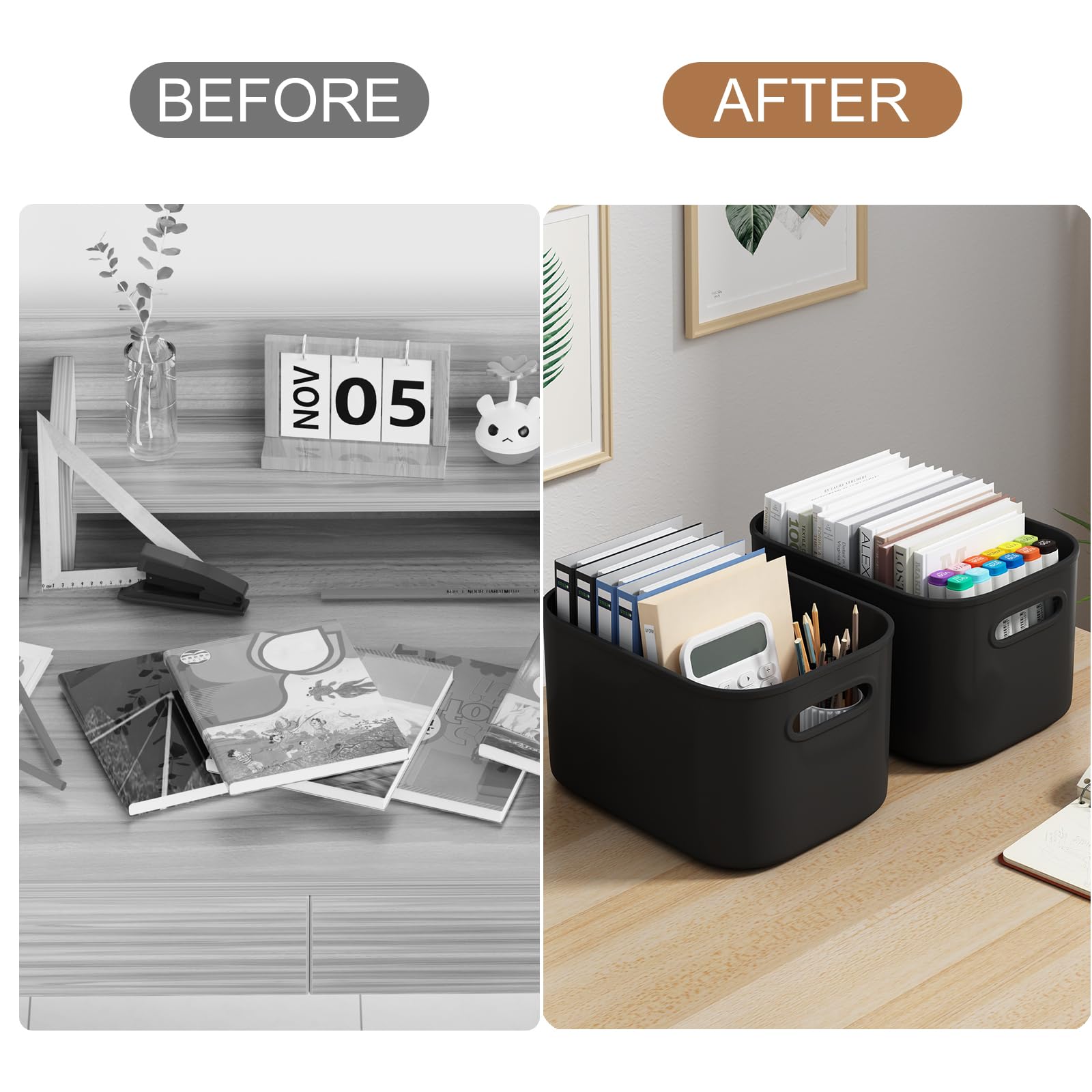 ORGIDOL labeled bins in closet improving retrieval and order benefit