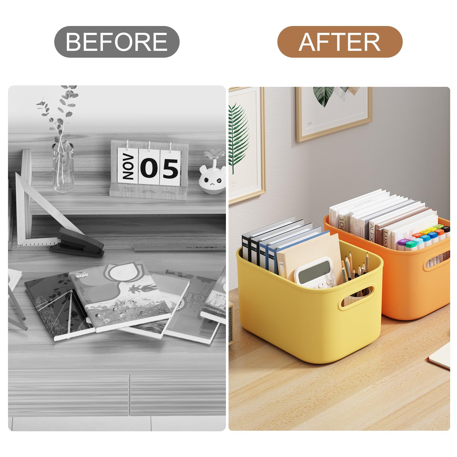 ORGIDOL stacked bins demonstrating space-saving vertical storage
