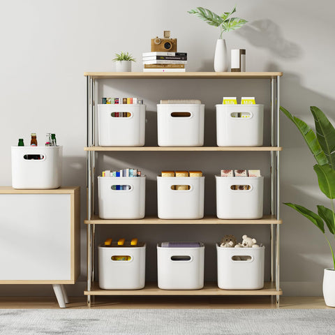 ORGIDOL stacked bins on shelf saving vertical space benefit