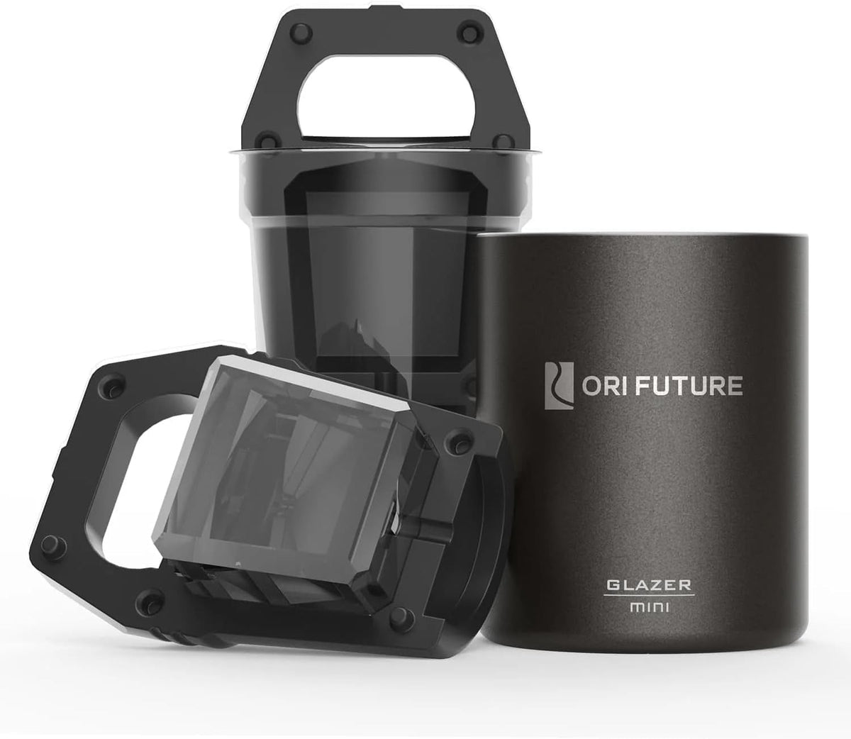 ORI Future front view of GLAZER mini showing modern stainless design and easy grip benefit