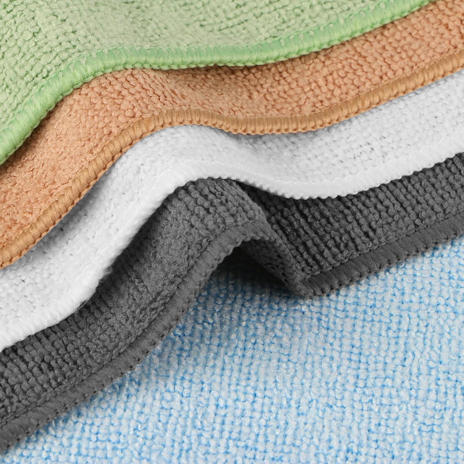 Orighty folded washcloths in five colors showing organization benefit