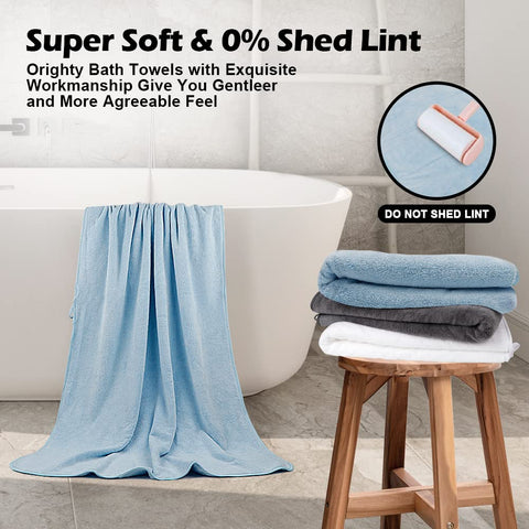 Orighty folded towel stack showing soft edges and neat storage advantage