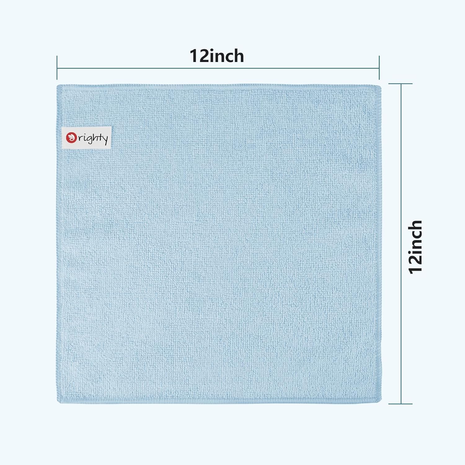 Orighty washcloth held in hand showing 12x12 inch portable size