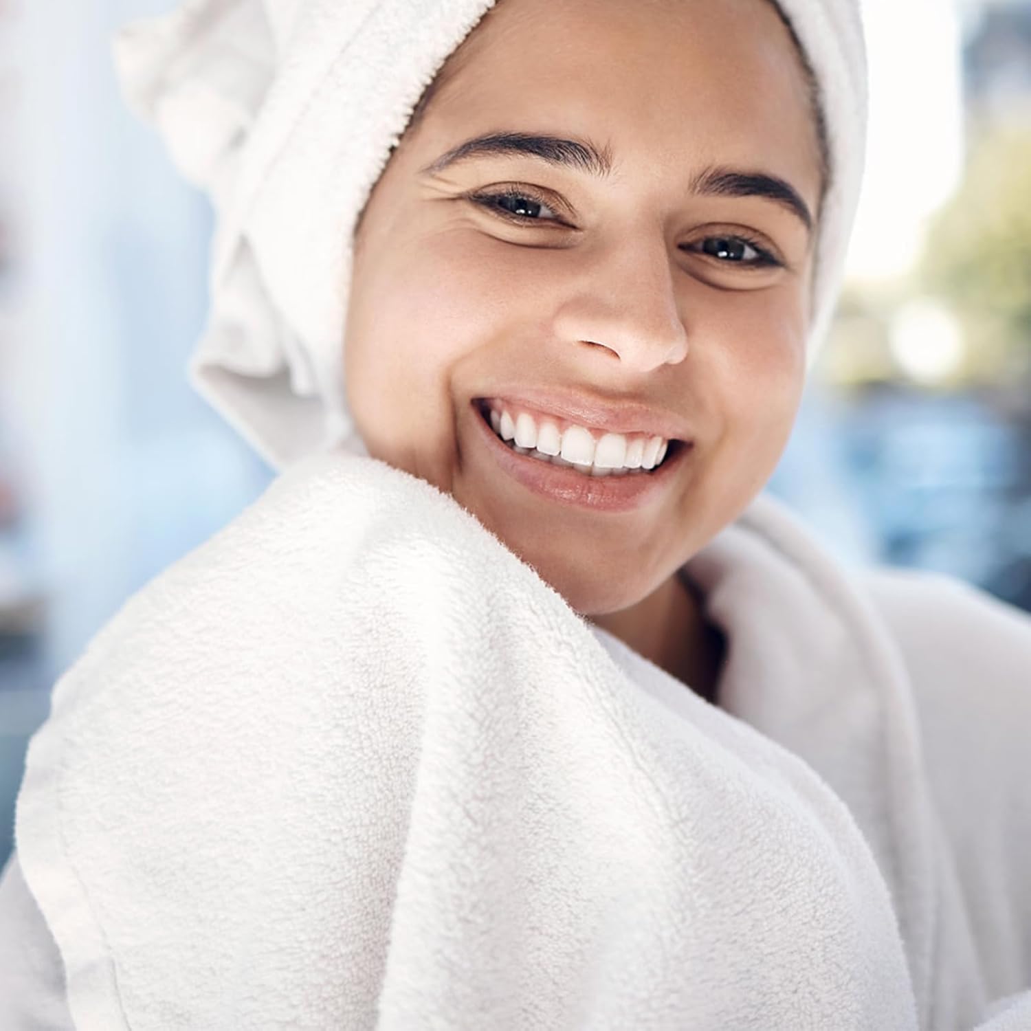 Orighty washcloth on bathroom counter highlighting quick-dry convenience