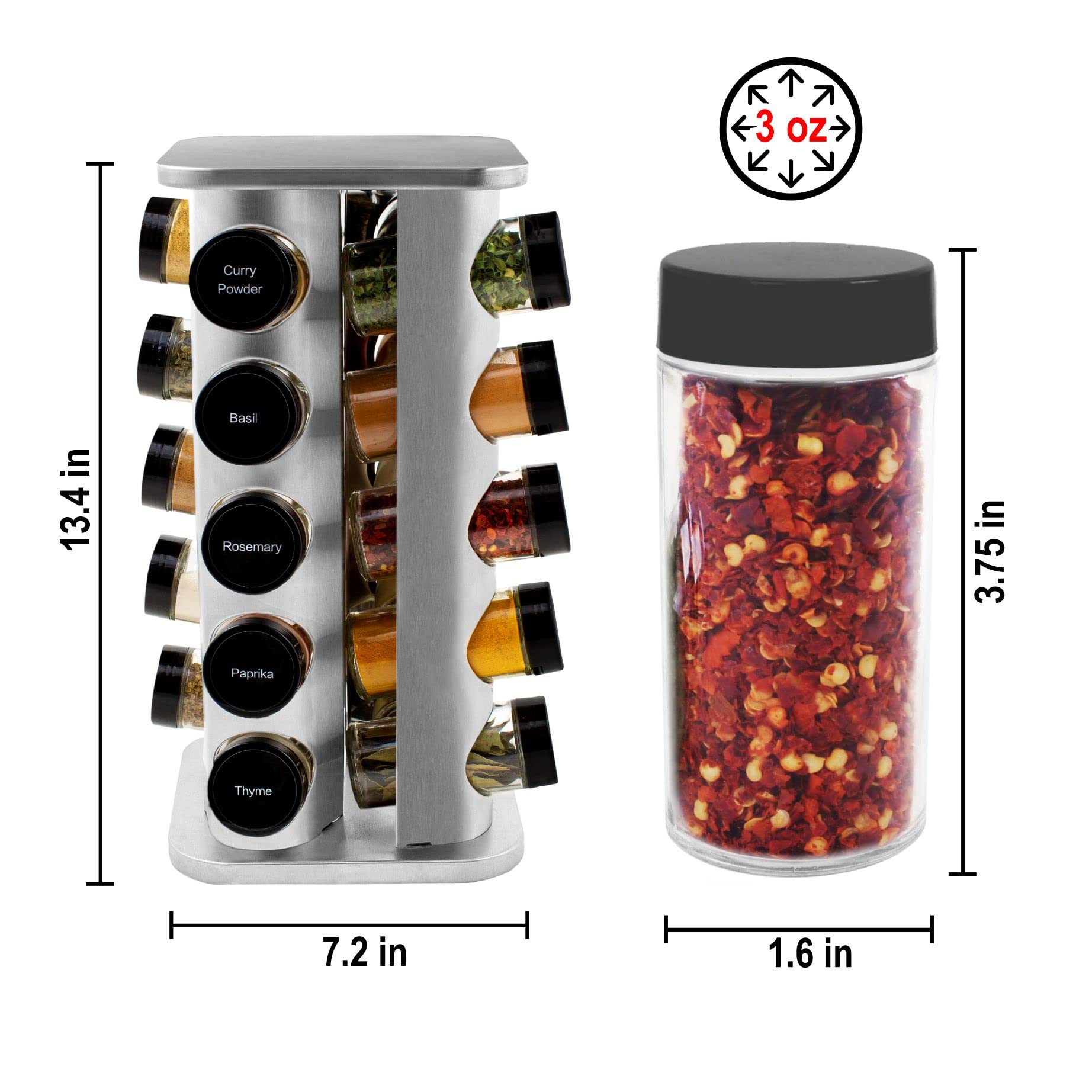Orii close-up of clear 3 oz glass jars highlighting readable contents