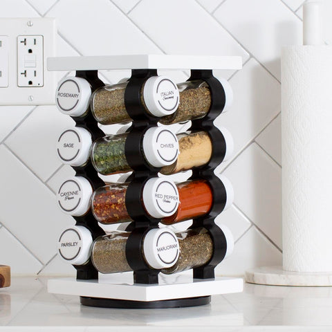 Orii jars with labels and contents highlighting included spices for quick use