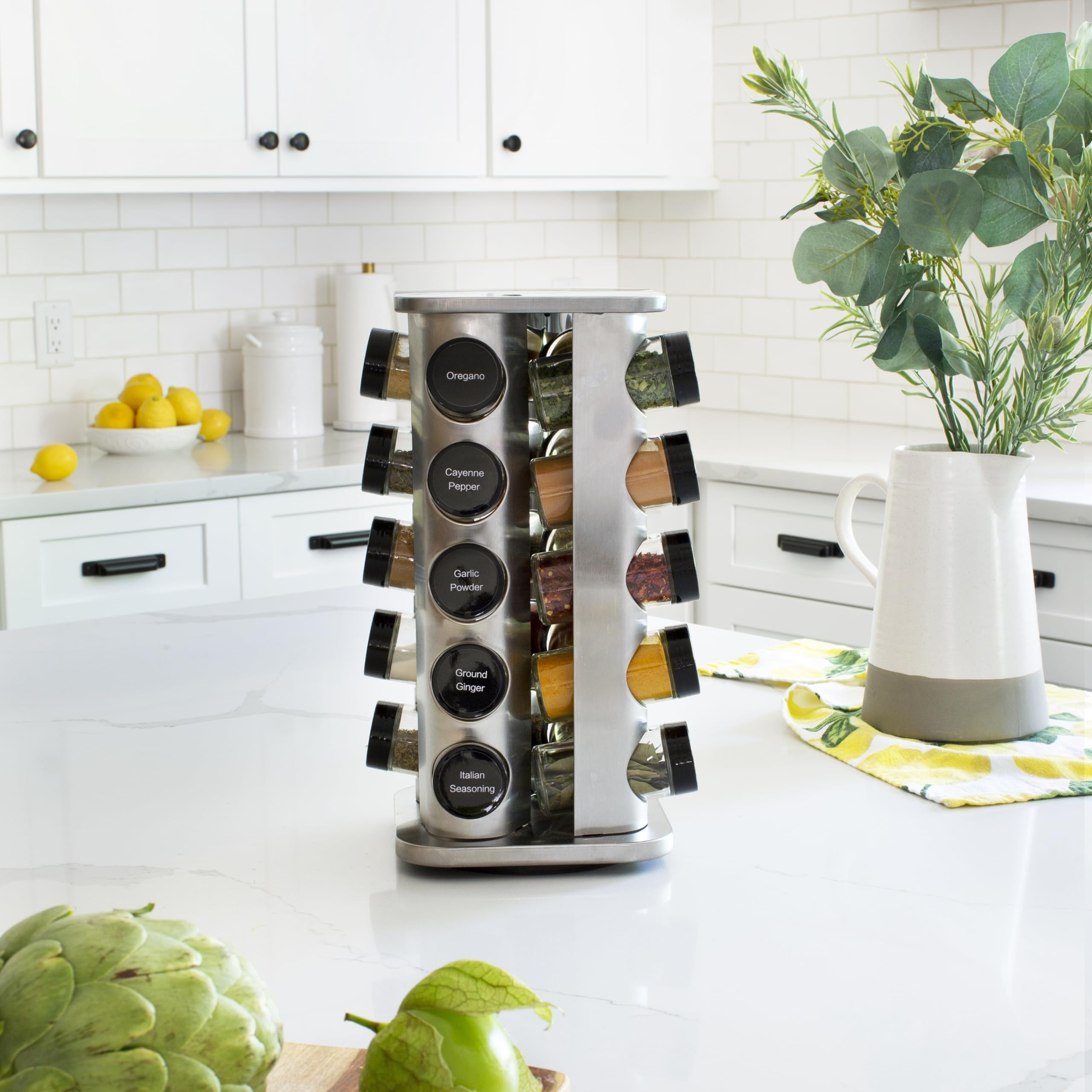 Orii rack next to a chair to show compact size and counter scale