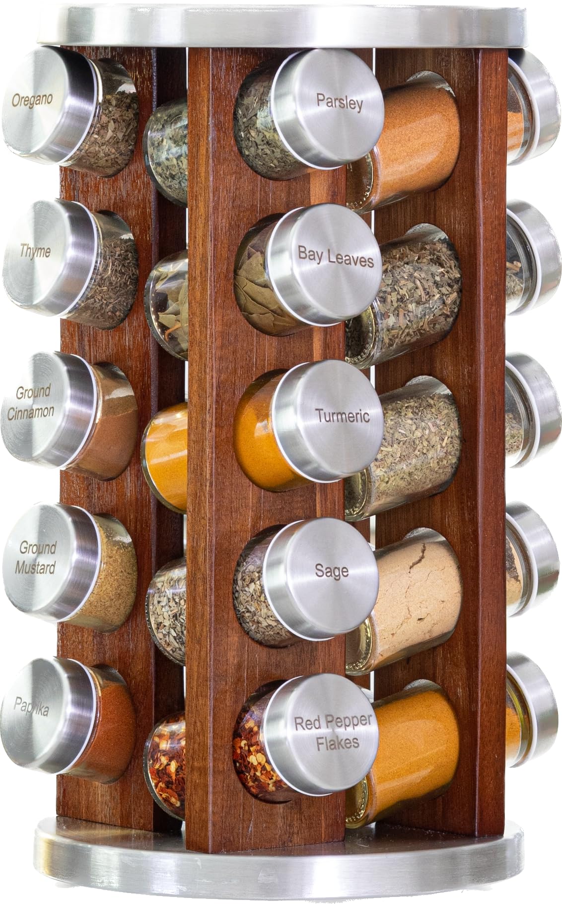 Orii rotating spice rack front view showing neat organization and easy access
