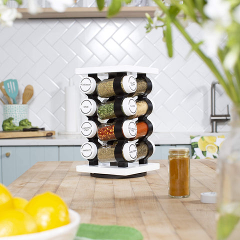 Orii spice rack next to spoon showing scale and space-saving footprint
