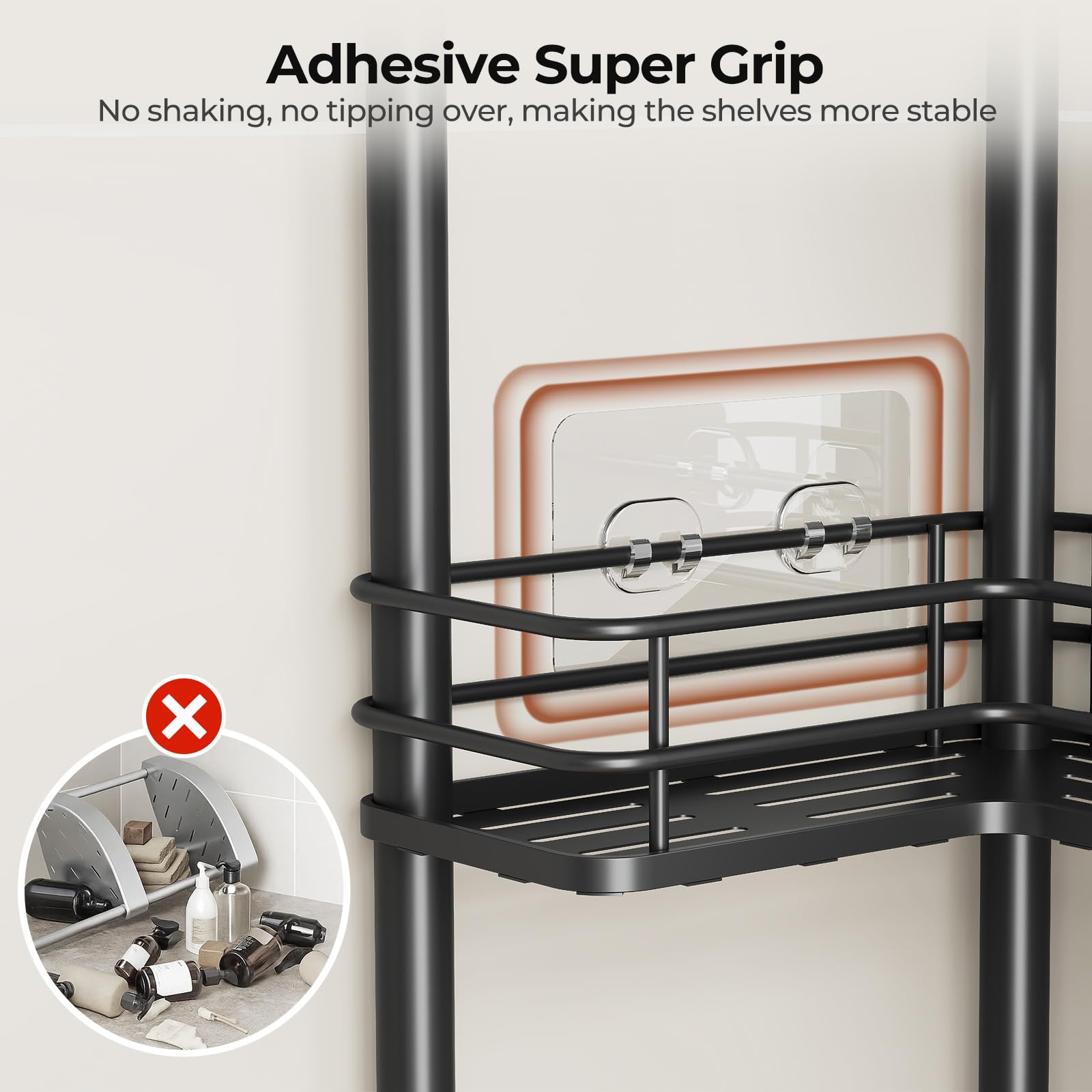 Orimade premium hooks holding loofah and razor for easy access and organization