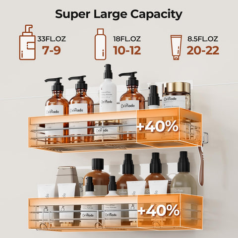 Orimade lower shelf with soap and lotion prevents countertop clutter
