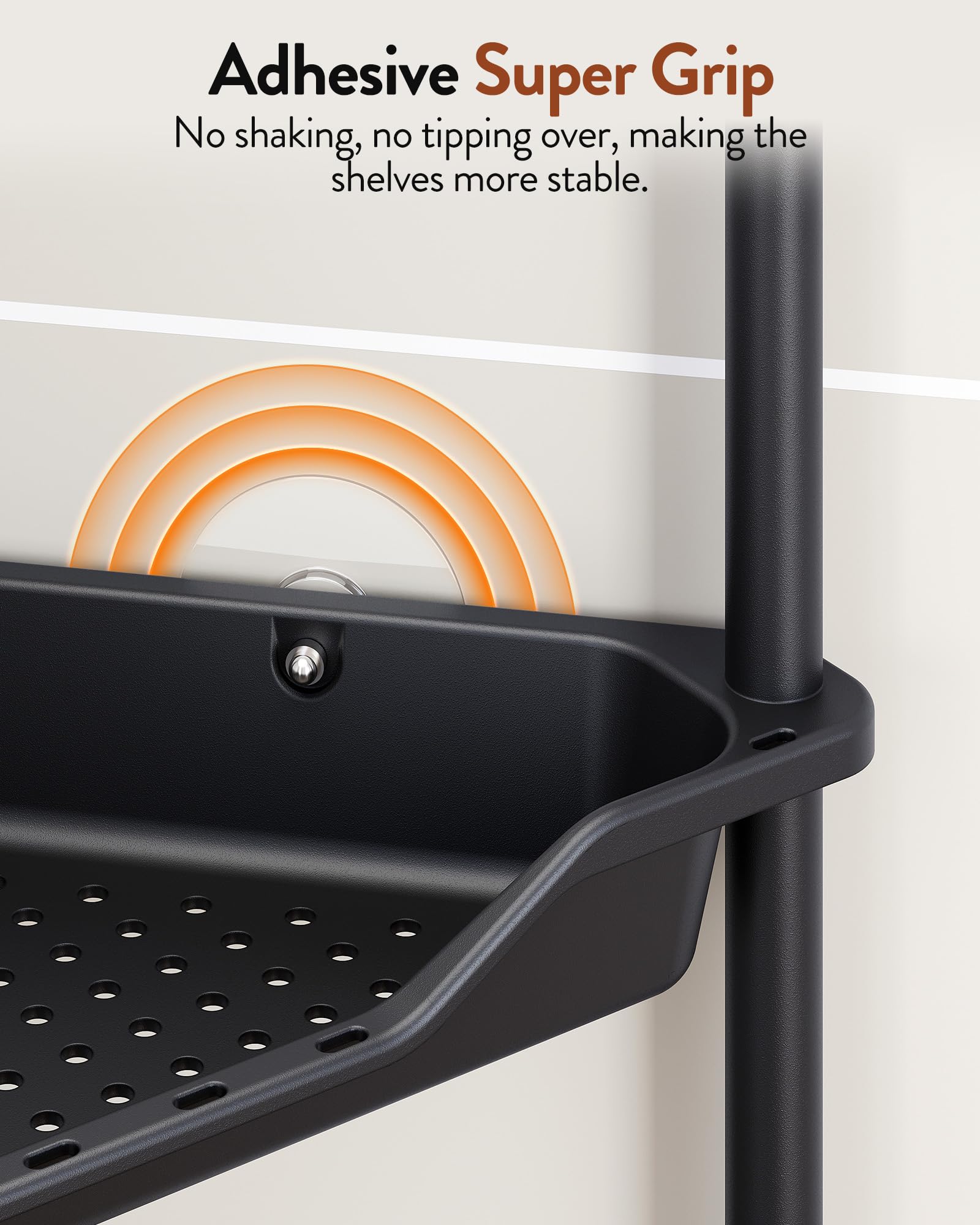 Orimade side profile in a shower corner highlighting space-saving triangular footprint
