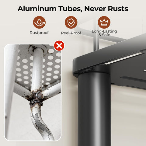 Orimade aluminum support tube detail showing rust-resistant strength for wet environments