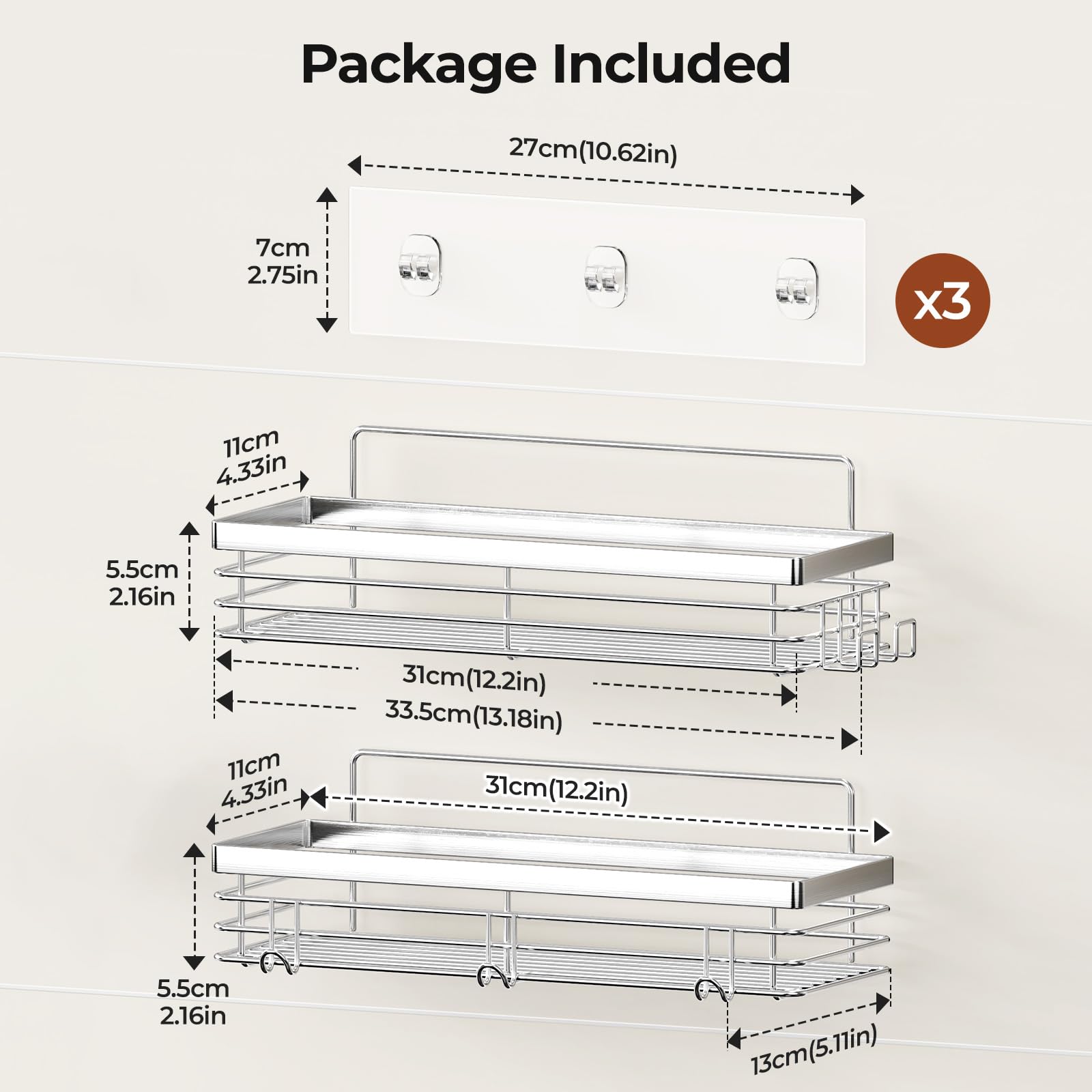 Orimade top shelf with bottles keeps shampoo accessible and upright