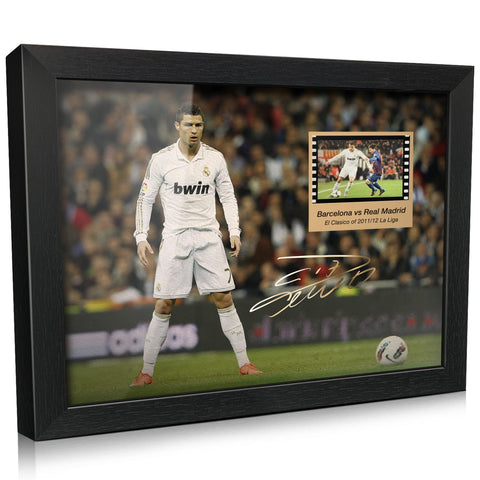 ORIMAMI framed front view highlighting CR7 image and autograph benefit display-ready