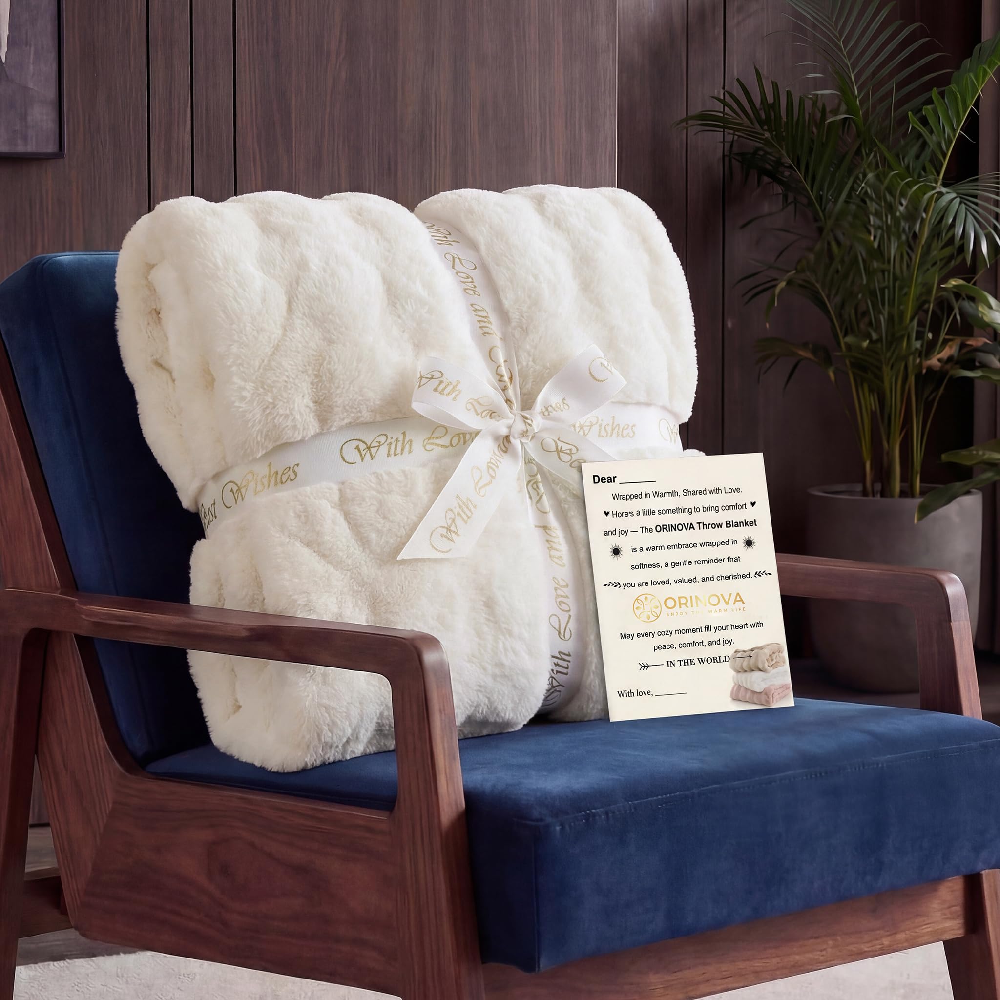 ORINOVA displayed on bed showing neutral beige and layered decor benefit
