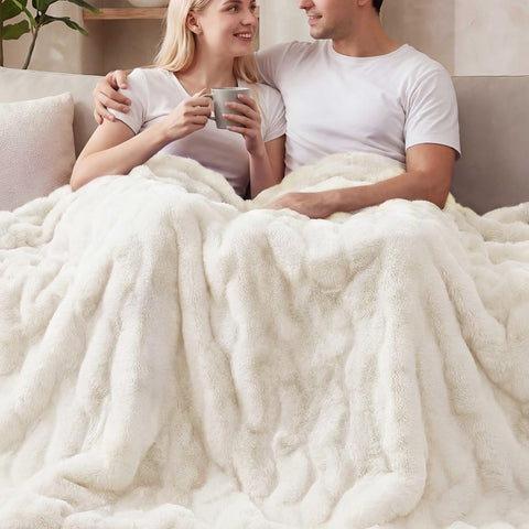 ORINOVA front view folded throw showing plush look and cozy comfort
