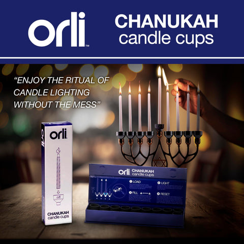 ORLI cup installed in an antique brass menorah protecting finish from wax damage benefit