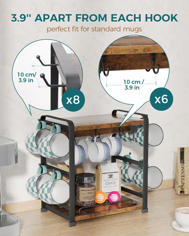 OROPY hooked mugs of different sizes demonstrating secure, tidy storage