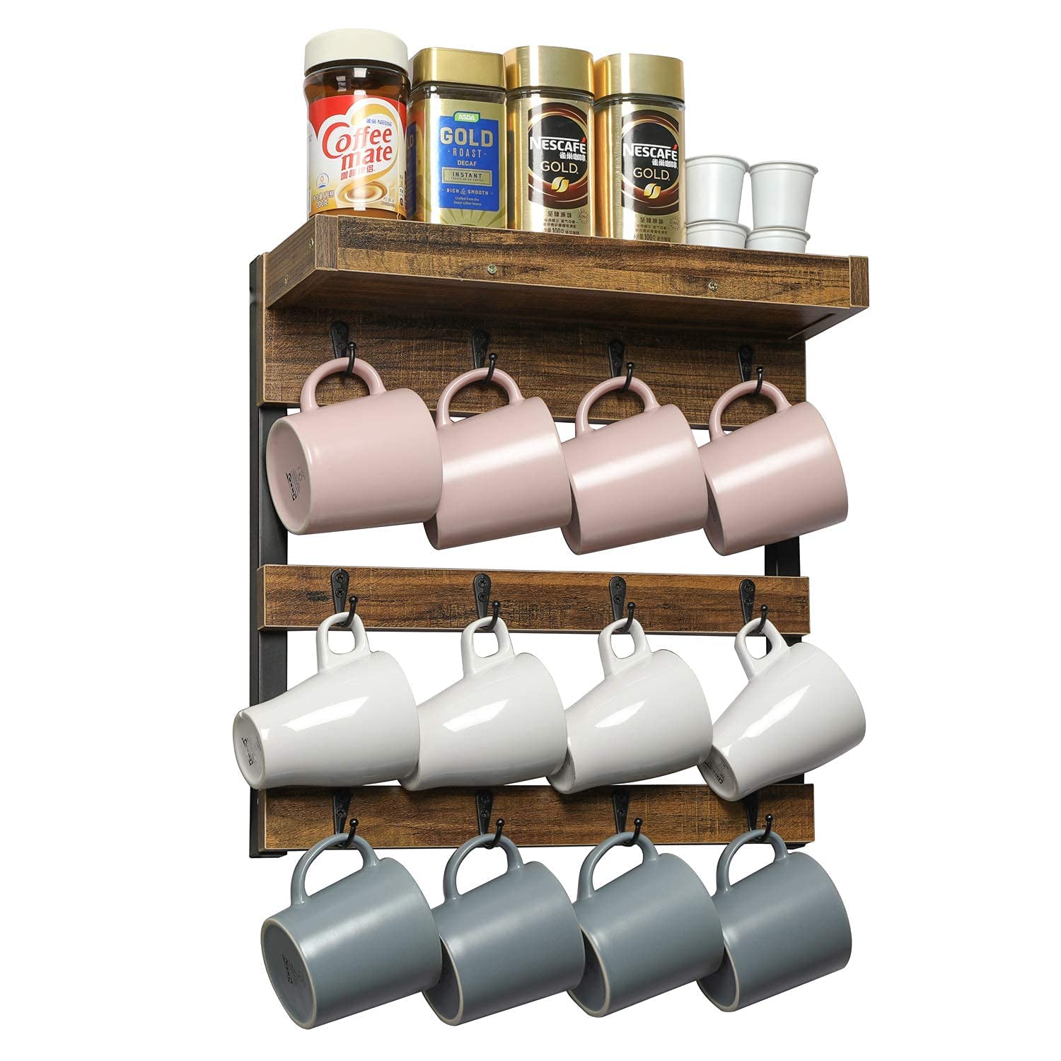 OROPY rack with mugs for scale to demonstrate capacity and fit of various cup sizes