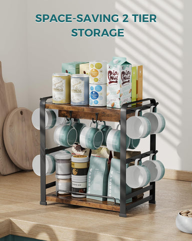 OROPY rack next to coffee maker showing compact footprint and scale